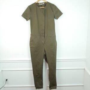 Shades of Grey Small Jumpsuit Utility Coveralls Olive Drab Minimal Modern Cotton